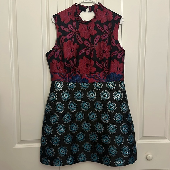 ASOS High Neck Sleeveless Mix & Match Jacquard Dress - Picture 2 of 6